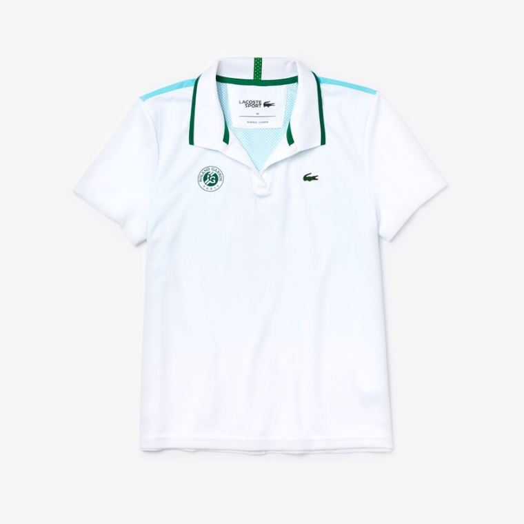 Lacoste SPORT Roland Garros Ombré-Print Polo Shirt Bílé Tyrkysové Zelene | MiRN6dPL