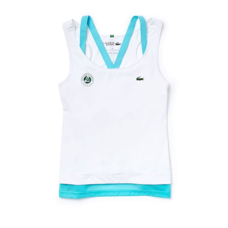 Lacoste SPORT Roland Garros Performance Tank Top Bílé Tyrkysové Zelene | ESZGOnBM