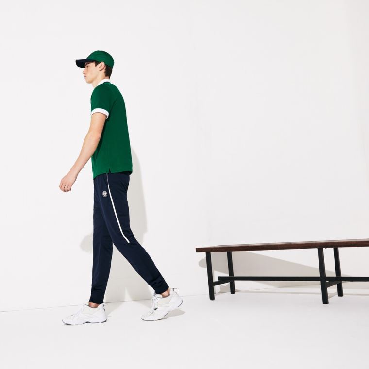 Lacoste SPORT Roland Garros Plant-Print Bavlněné Polo Shirt Zelene Bílé Tmavě Blankyt Blankyt | rkEpn10d