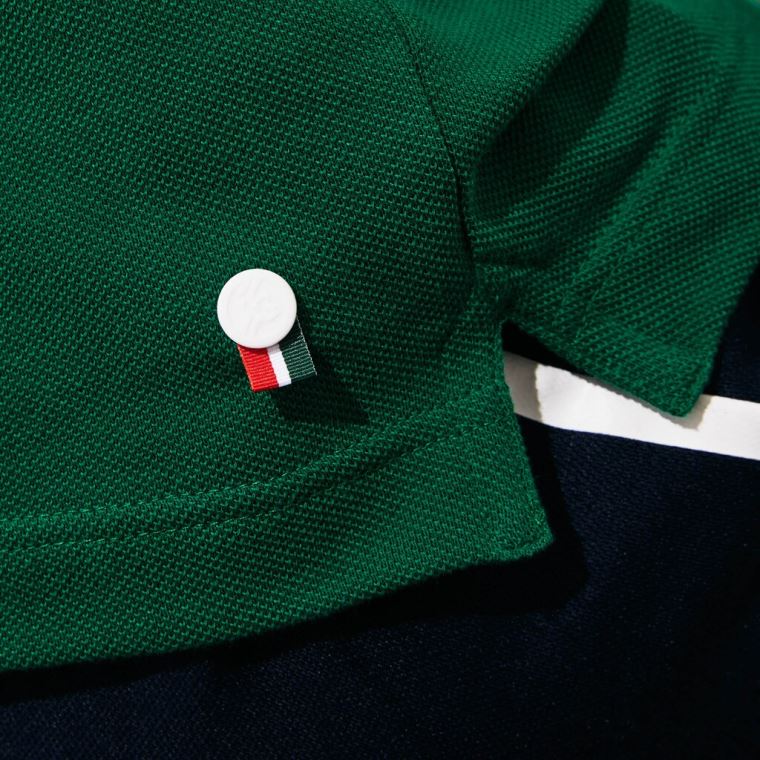 Lacoste SPORT Roland Garros Plant-Print Bavlněné Polo Shirt Zelene Bílé Tmavě Blankyt Blankyt | rkEpn10d