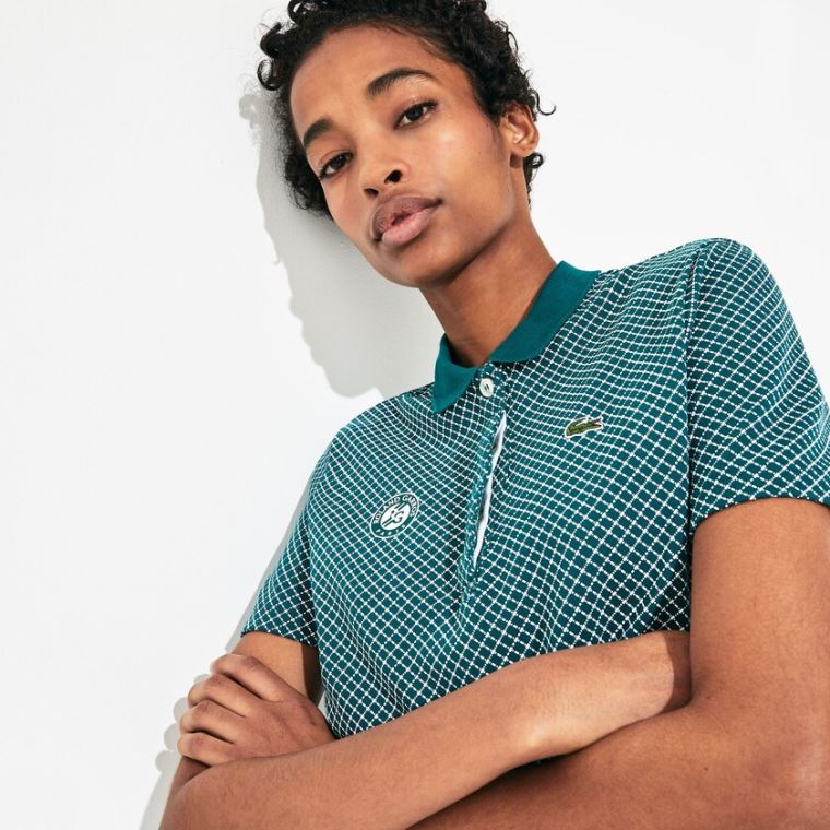 Lacoste SPORT Roland Garros Printed Bavlněné Polo Shirt Zelene Bílé Červené | oZf72E5Z