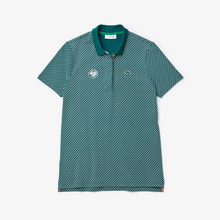 Lacoste SPORT Roland Garros Printed Bavlněné Polo Shirt Zelene Bílé Červené | oZf72E5Z