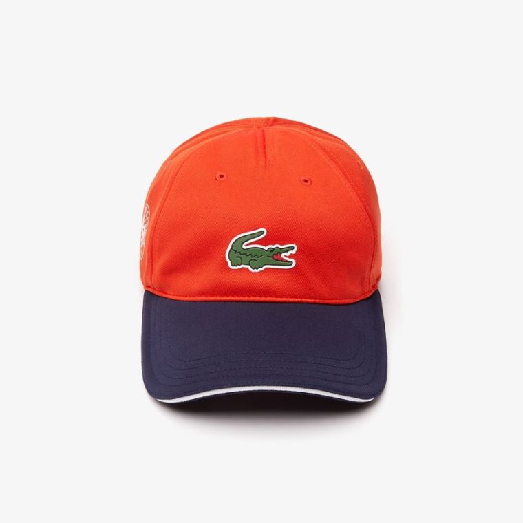 Lacoste SPORT Roland Garros Two-Tone Piqué Cap Červené Tmavě Blankyt Blankyt Bílé | T5IpyVV2