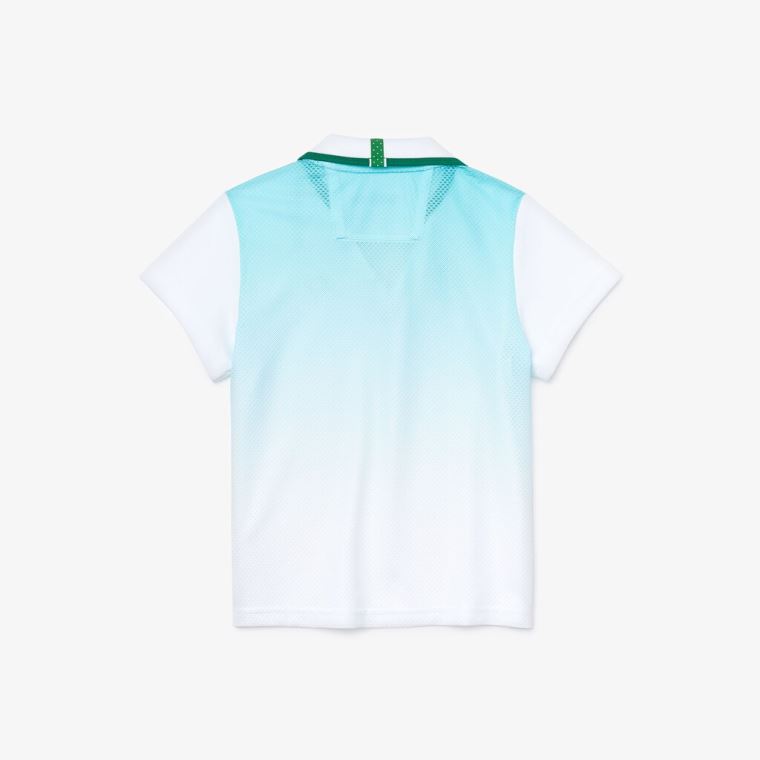 Lacoste SPORT Roland Garros V-Neck Polo Shirt Bílé Tyrkysové Zelene | iq891HgY