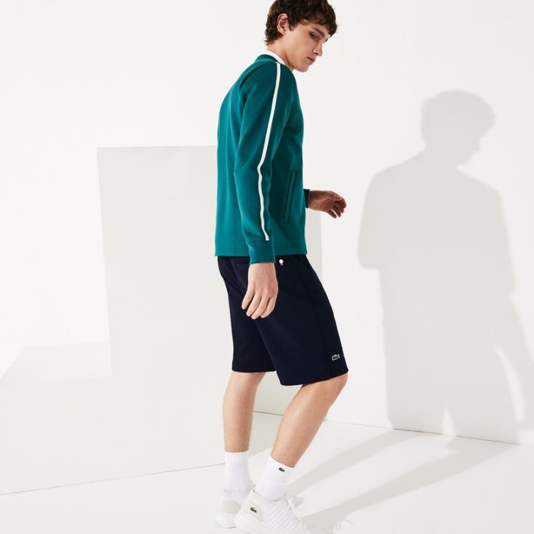 Lacoste SPORT Roland Garros V-Neck Zip Sweatshirt Zelene Bílé Červené | 2Hc1zids