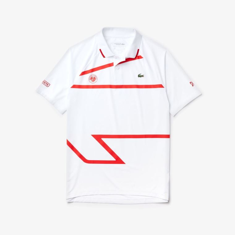 Lacoste SPORT Roland Garros x Novak Djokovic Polo Shirt Bílé Červené | 9wpAxNEZ