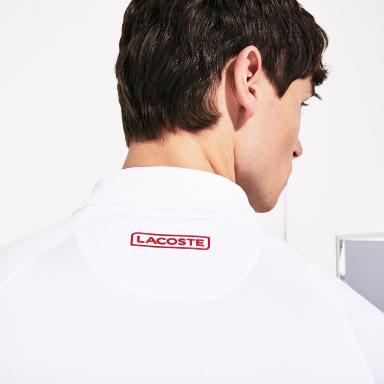 Lacoste SPORT Roland Garros x Novak Djokovic Polo Shirt Bílé Červené | 9wpAxNEZ