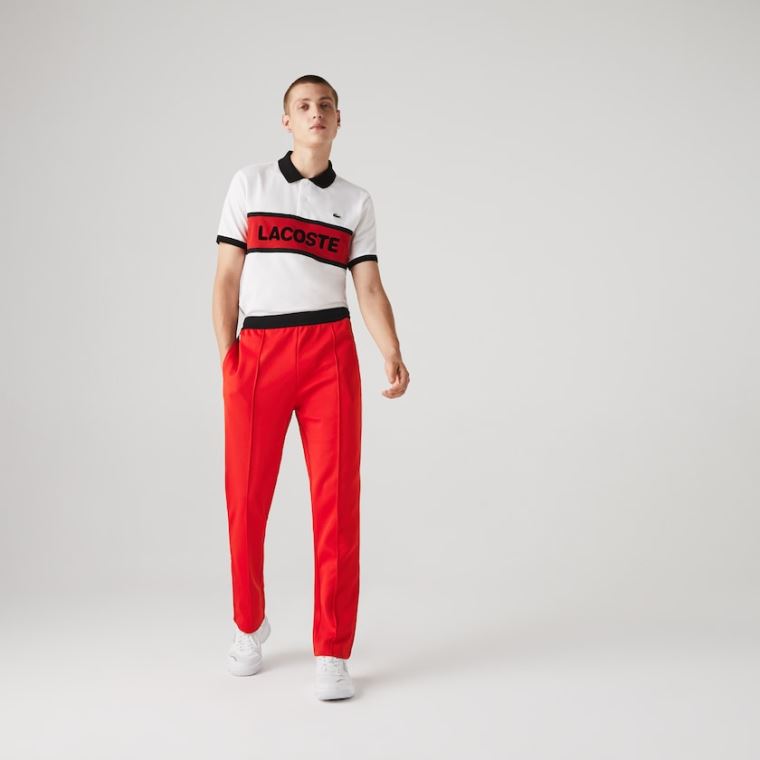 Lacoste SPORT Run-resistant Pleated Tracksuit Pants Červené Černé Bílé | LFxUu4pc