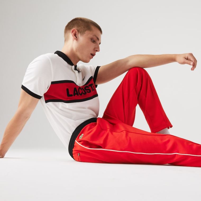 Lacoste SPORT Run-resistant Pleated Tracksuit Pants Červené Černé Bílé | LFxUu4pc