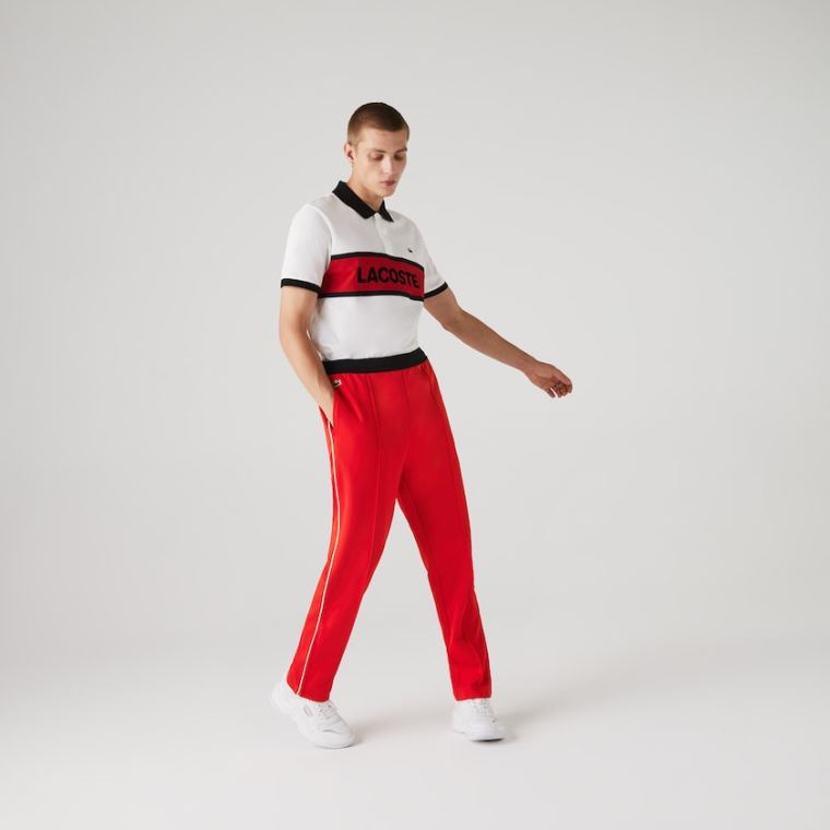 Lacoste SPORT Run-resistant Pleated Tracksuit Pants Červené Černé Bílé | LFxUu4pc