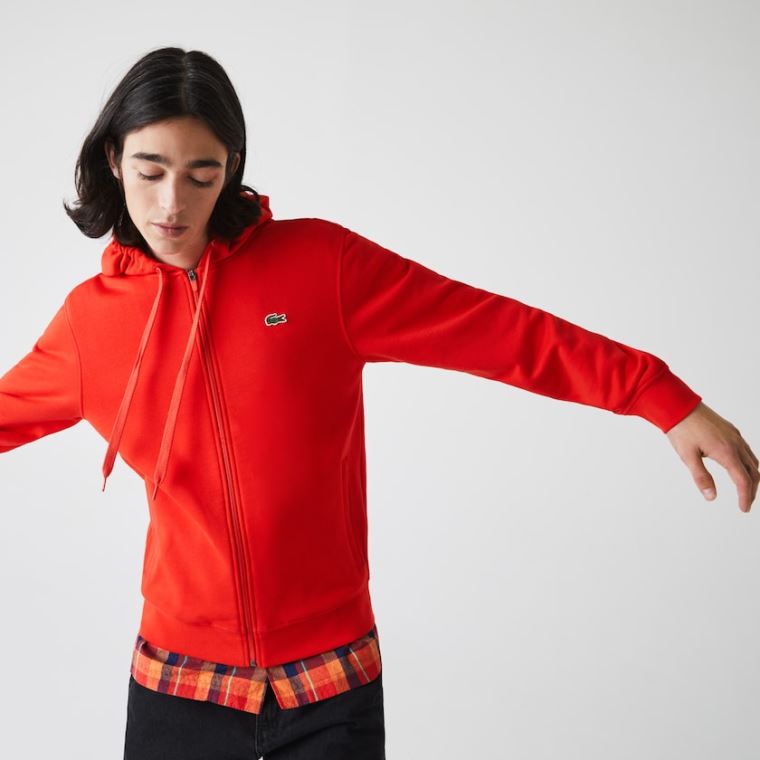 Lacoste SPORT S Kapucí Lehké Bi-material Sweatshirt Červené | yaT7AoF2