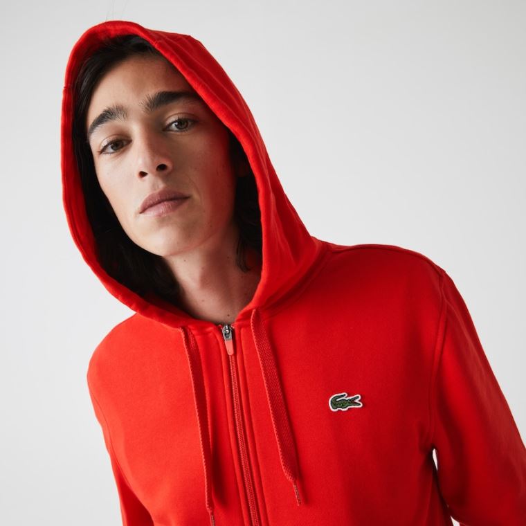 Lacoste SPORT S Kapucí Lehké Bi-material Sweatshirt Červené | yaT7AoF2