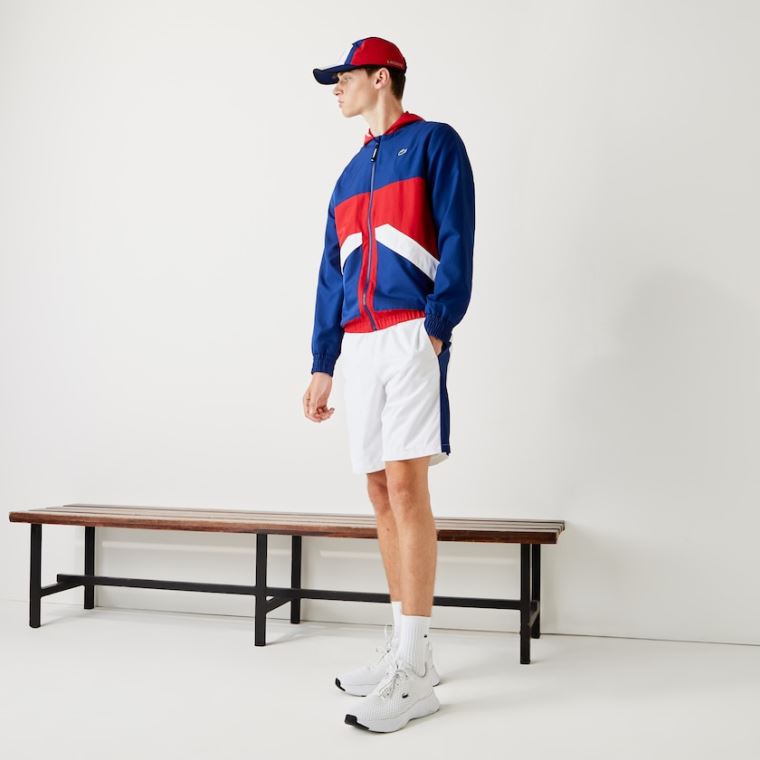 Lacoste SPORT S Kapucí Vody-Resistant Colorblock Jacket Blankyt Červené Bílé | G39FhI45