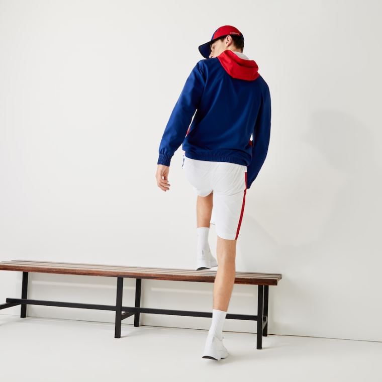 Lacoste SPORT S Kapucí Vody-Resistant Colorblock Jacket Blankyt Červené Bílé | G39FhI45