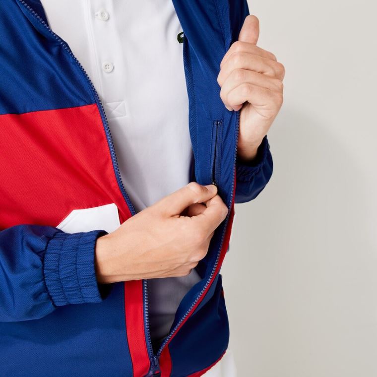 Lacoste SPORT S Kapucí Vody-Resistant Colorblock Jacket Blankyt Červené Bílé | G39FhI45