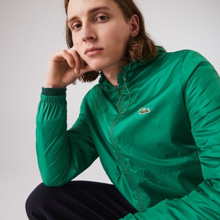 Lacoste SPORT S Kapucí Vody-Resistant Jacket Zelene | 1BcC6Ywf