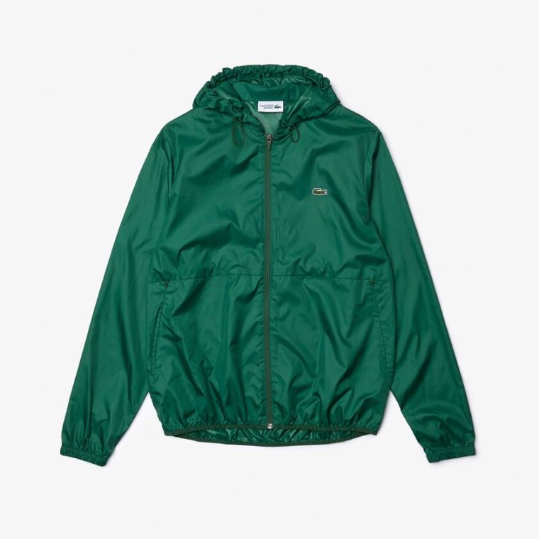 Lacoste SPORT S Kapucí Vody-Resistant Jacket Zelene | 1BcC6Ywf