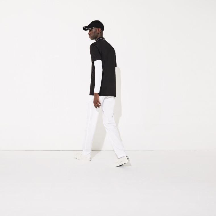 Lacoste SPORT Signature Prodyšný Golfové Polo Shirt Černé Bílé | rpcJWsW1