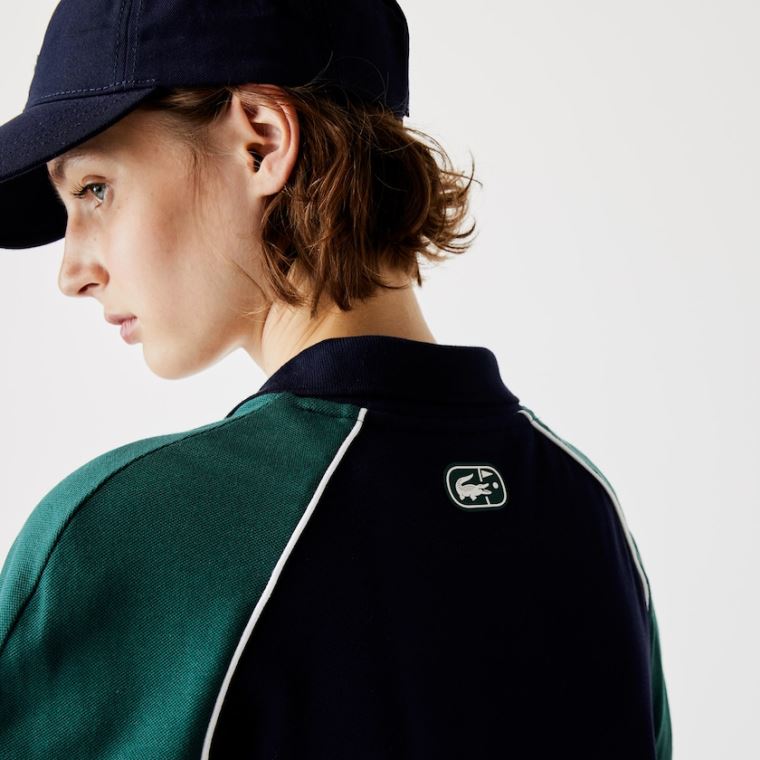 Lacoste SPORT Stretch Bavlněné Golfové Polo Šaty Tmavě Blankyt Blankyt Zelene Bílé | LycbLEXm