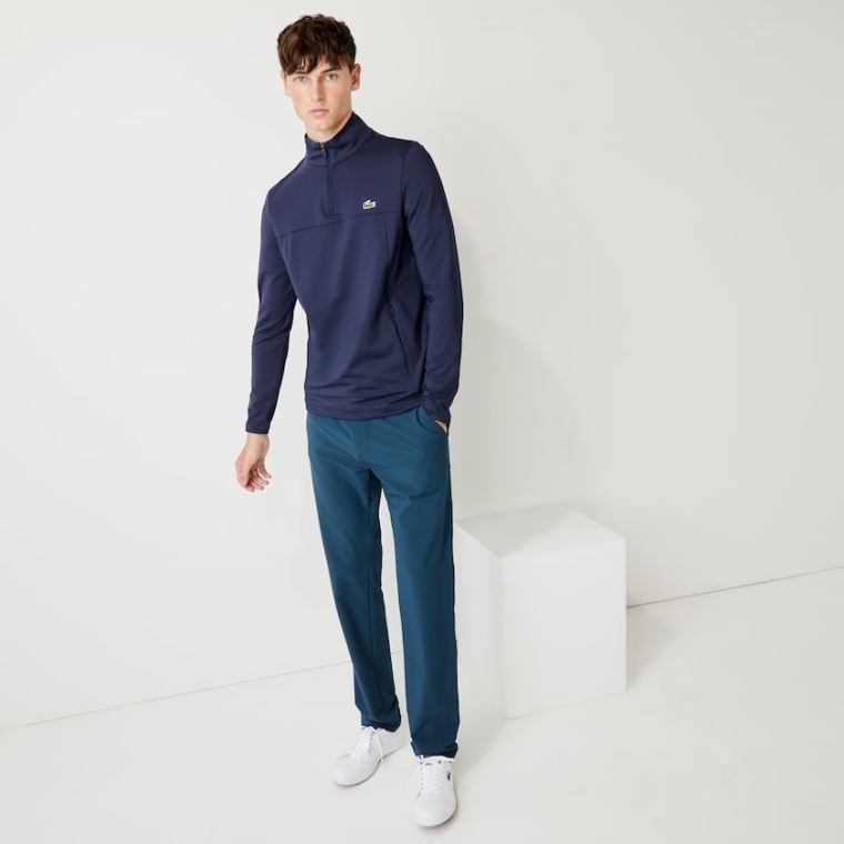 Lacoste SPORT Stretch Zippered Collar Sweatshirt Tmavě Blankyt Blankyt | ViViU2M3