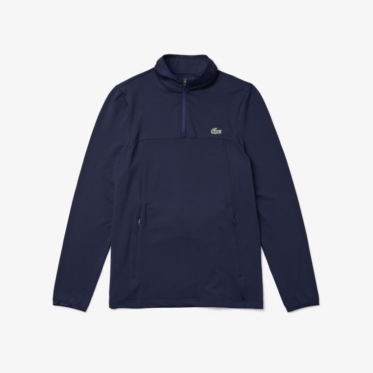 Lacoste SPORT Stretch Zippered Collar Sweatshirt Tmavě Blankyt Blankyt | ViViU2M3