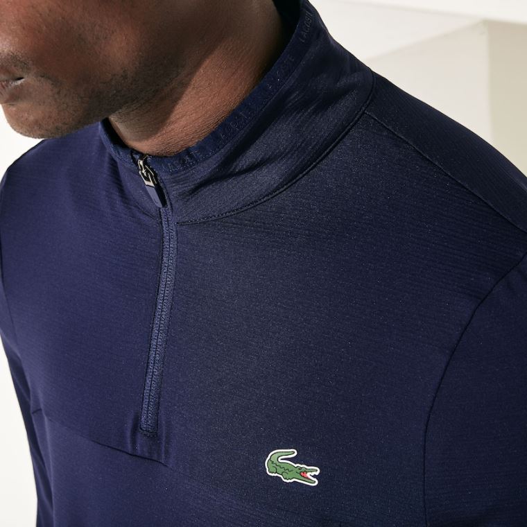 Lacoste SPORT Stretch Zippered Collar Sweatshirt Tmavě Blankyt Blankyt | ViViU2M3