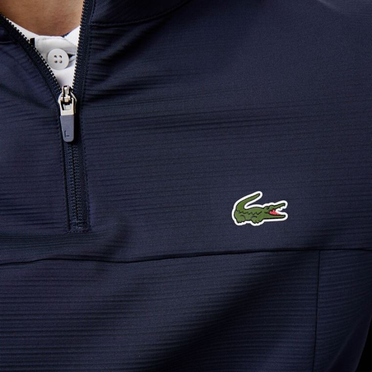 Lacoste SPORT Stretch Zippered Collar Sweatshirt Tmavě Blankyt Blankyt | ViViU2M3