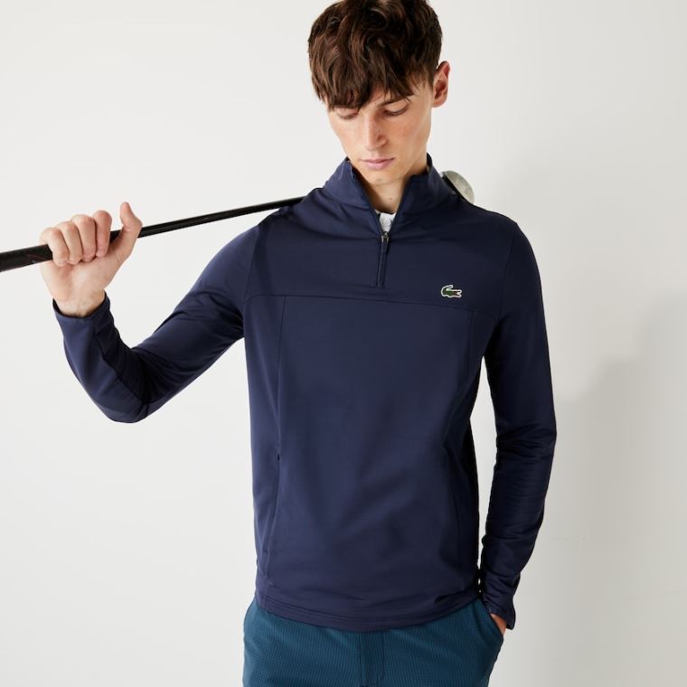 Lacoste SPORT Stretch Zippered Collar Sweatshirt Tmavě Blankyt Blankyt | ViViU2M3