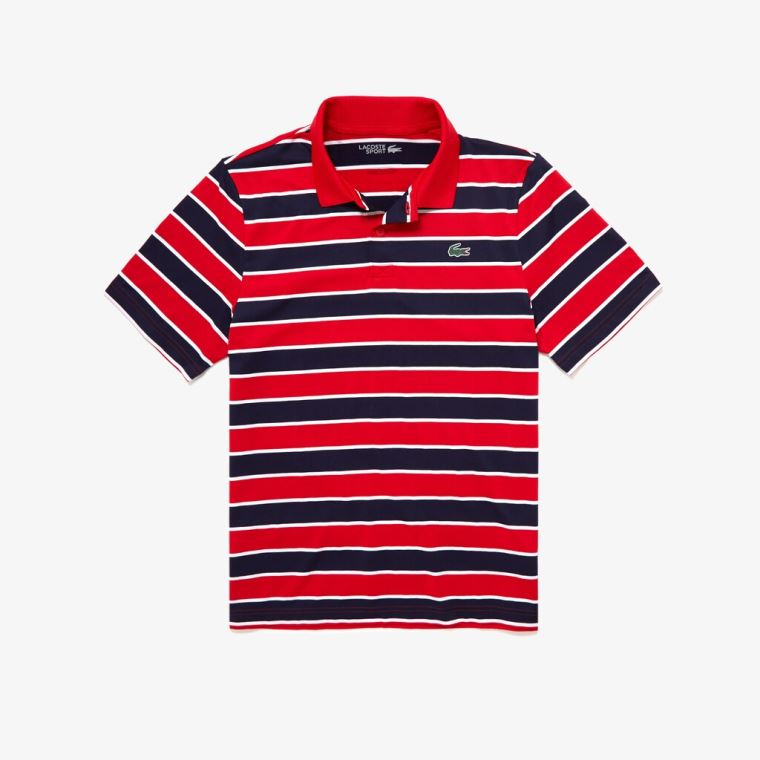 Lacoste SPORT Striped Prodyšný Golfové Polo Shirt Tmavě Blankyt Blankyt Fialové | 63xqysk9