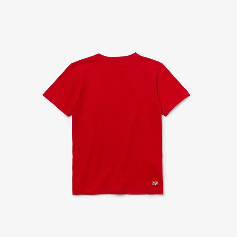 Lacoste SPORT Tenisové Technical Jersey Oversized Croc T-shirt Červené Bílé | C9FZthqO