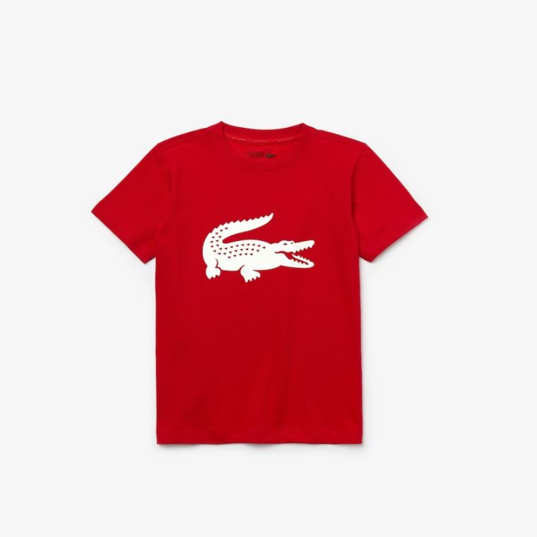 Lacoste SPORT Tenisové Technical Jersey Oversized Croc T-shirt Červené Bílé | C9FZthqO