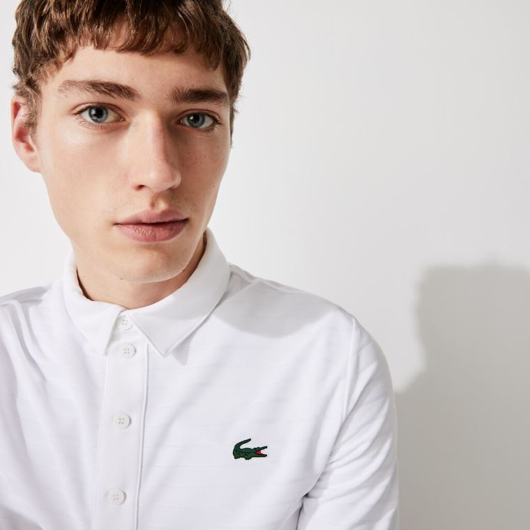 Lacoste SPORT Textured Prodyšný Golfové Polo Shirt Bílé | 97HFBO0S