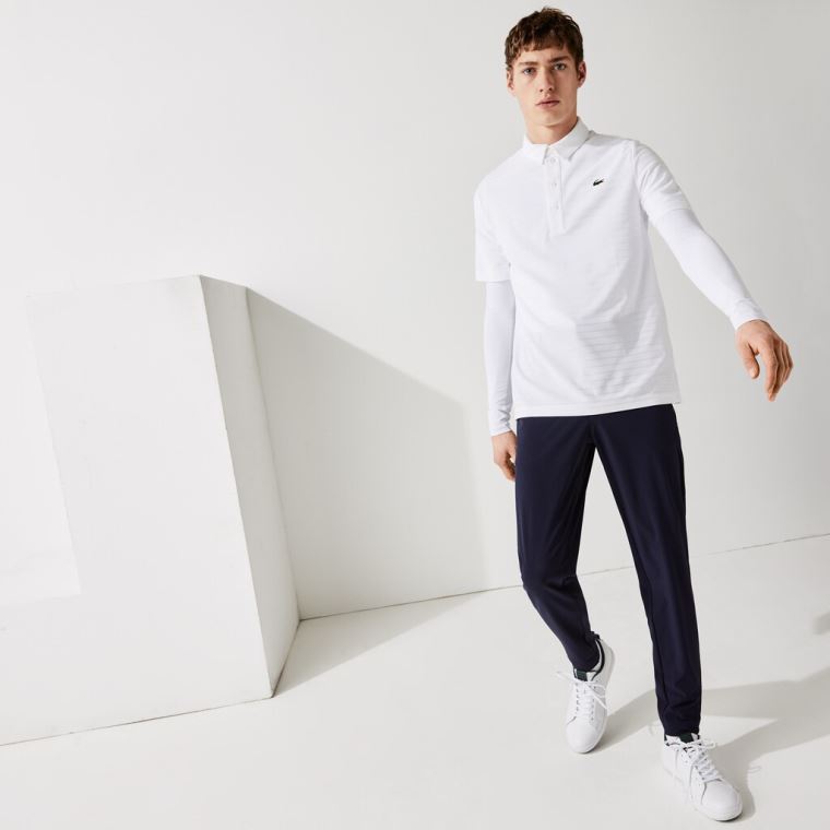 Lacoste SPORT Textured Prodyšný Golfové Polo Shirt Bílé | 97HFBO0S