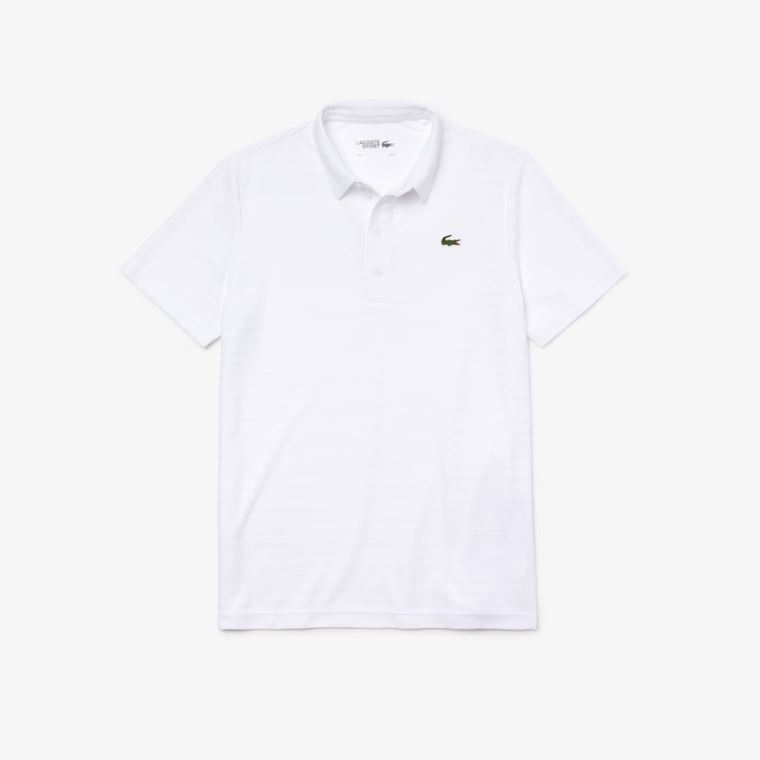 Lacoste SPORT Textured Prodyšný Golfové Polo Shirt Bílé | FwVNo8fx