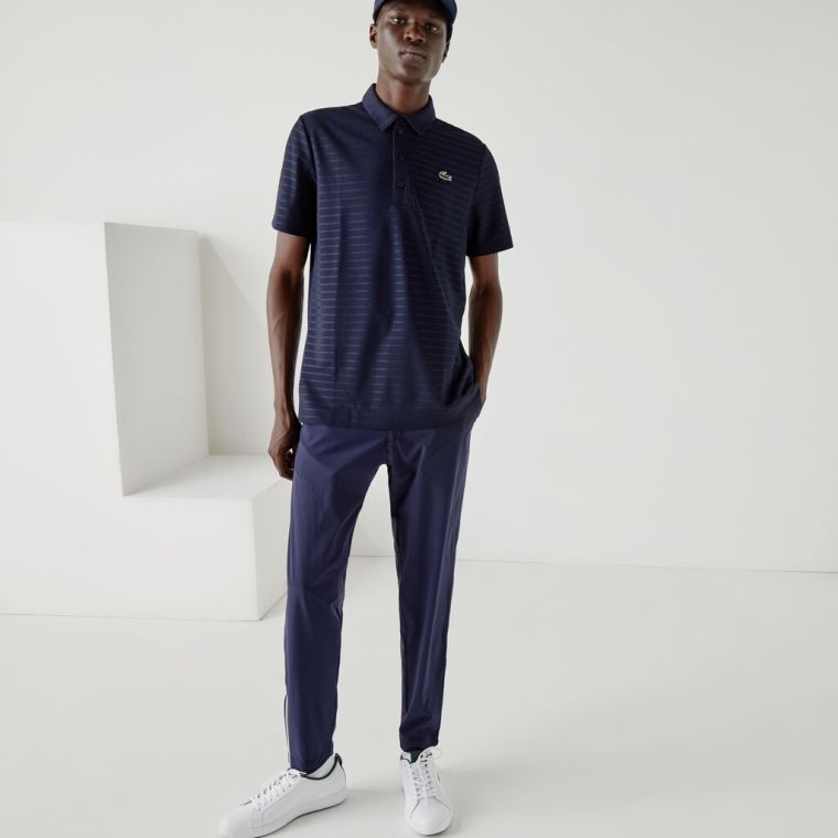 Lacoste SPORT Textured Prodyšný Golfové Polo Shirt Tmavě Blankyt Blankyt | LN7lT5vA