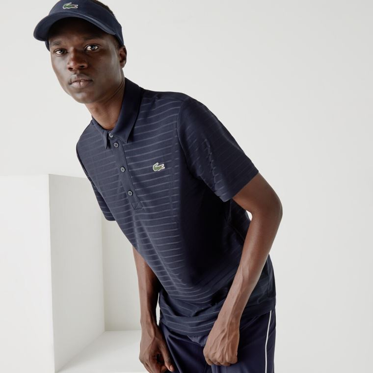 Lacoste SPORT Textured Prodyšný Golfové Polo Shirt Tmavě Blankyt Blankyt | LN7lT5vA