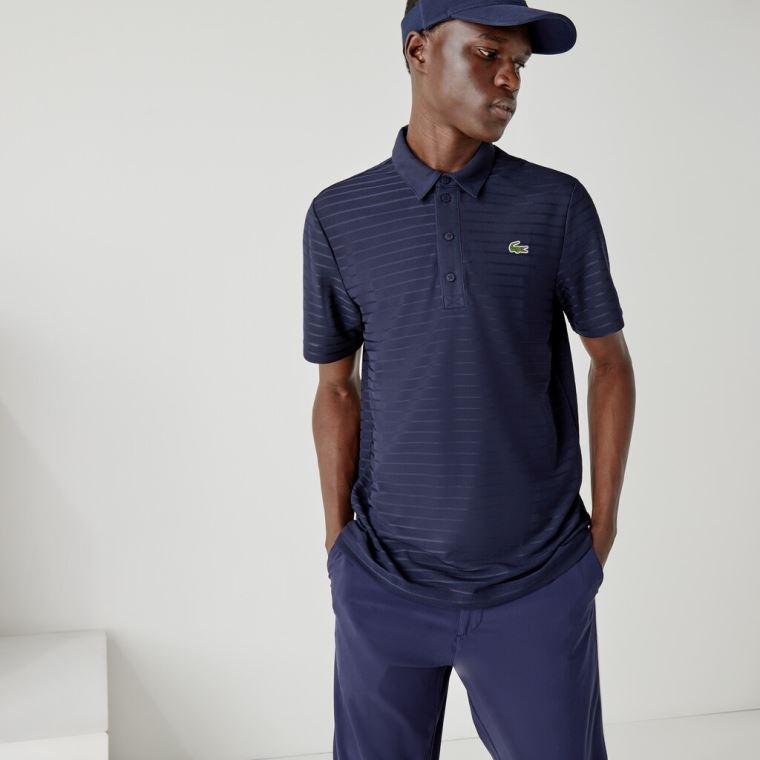 Lacoste SPORT Textured Prodyšný Golfové Polo Shirt Tmavě Blankyt Blankyt | LN7lT5vA