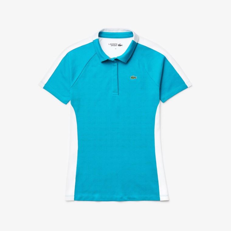 Lacoste SPORT Two-Tone Stretch Bavlněné Piqué Golfové Polo Shirt Tyrkysové Bílé | P6CeuaHu