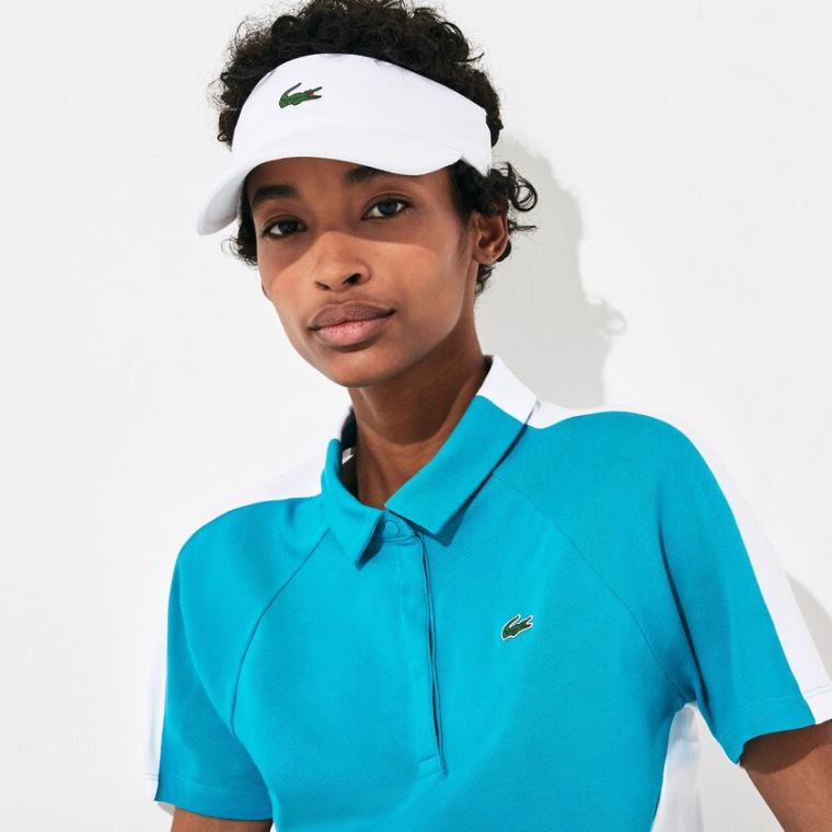 Lacoste SPORT Two-Tone Stretch Bavlněné Piqué Golfové Polo Shirt Tyrkysové Bílé | P6CeuaHu