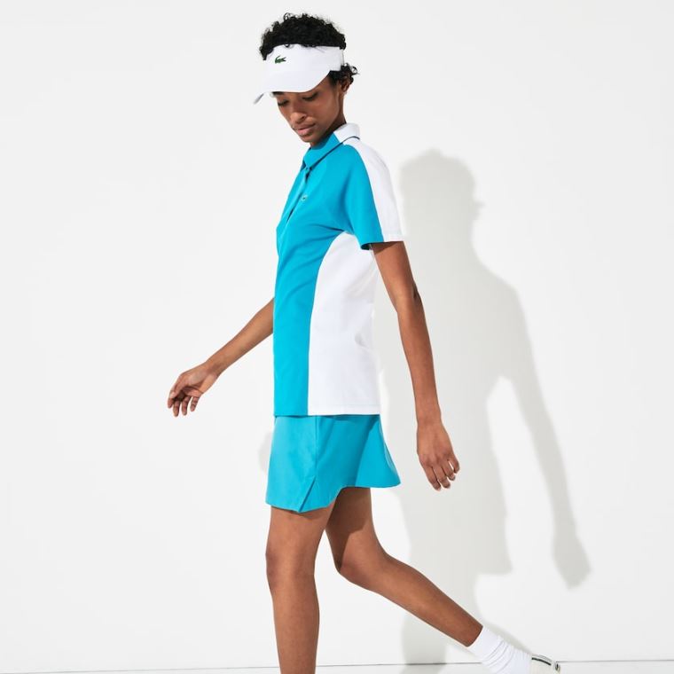 Lacoste SPORT Two-Tone Stretch Bavlněné Piqué Golfové Polo Shirt Tyrkysové Bílé | P6CeuaHu