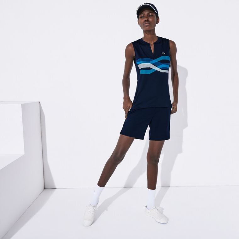 Lacoste SPORT Ultra Dry Geometric Print Performance Polo Tmavě Blankyt Blankyt Tyrkysové Blankyt Bílé | nZfzwETH