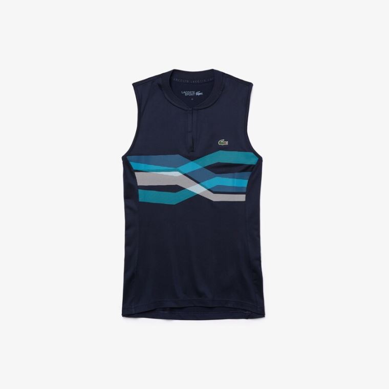 Lacoste SPORT Ultra Dry Geometric Print Performance Polo Tmavě Blankyt Blankyt Tyrkysové Blankyt Bílé | nZfzwETH