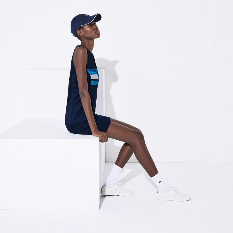 Lacoste SPORT Ultra Dry Geometric Print Performance Polo Tmavě Blankyt Blankyt Tyrkysové Blankyt Bílé | nZfzwETH