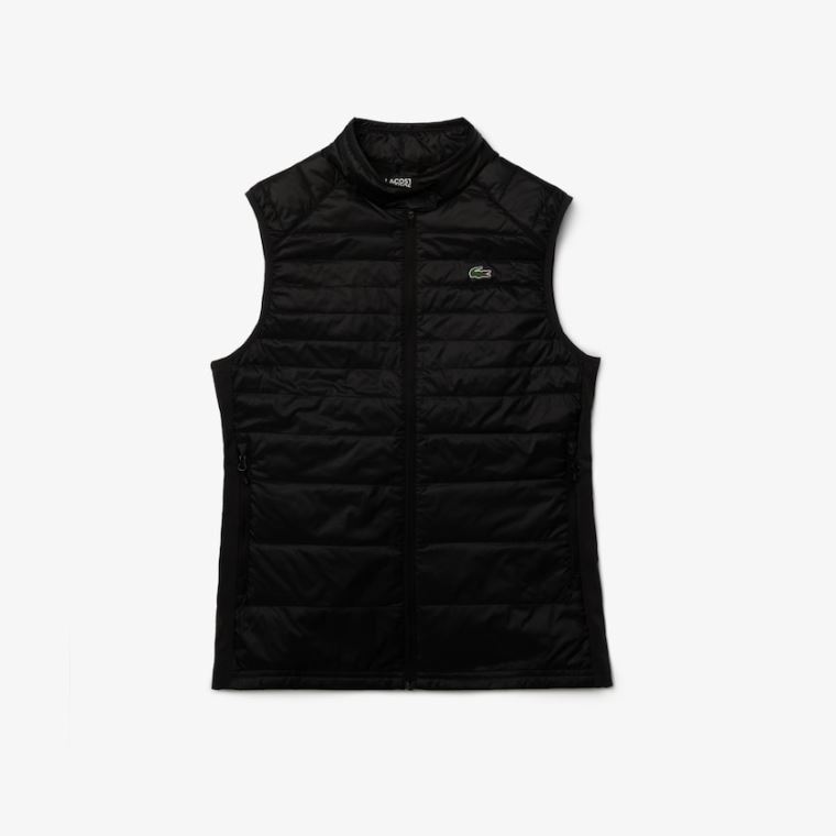 Lacoste SPORT Vody-Resistant Quilted Technical Golfové Vest Černé | 75pFxSis