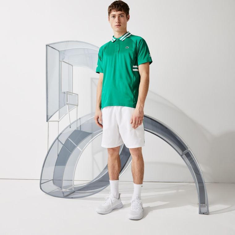 Lacoste SPORT x Novak Djokovic Prodyšný Ultra-Dry Polo Zelene Bílé | DbHkEQfS