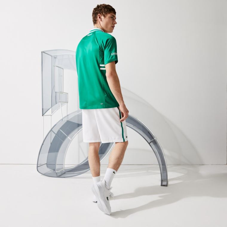 Lacoste SPORT x Novak Djokovic Prodyšný Ultra-Dry Polo Zelene Bílé | DbHkEQfS