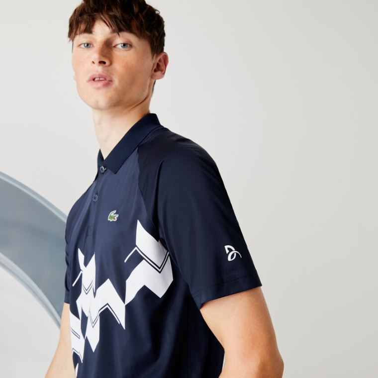 Lacoste SPORT x Novak Djokovic Prodyšný Jersey Polo Shirt Tmavě Blankyt Blankyt Bílé | GJoCPuYK