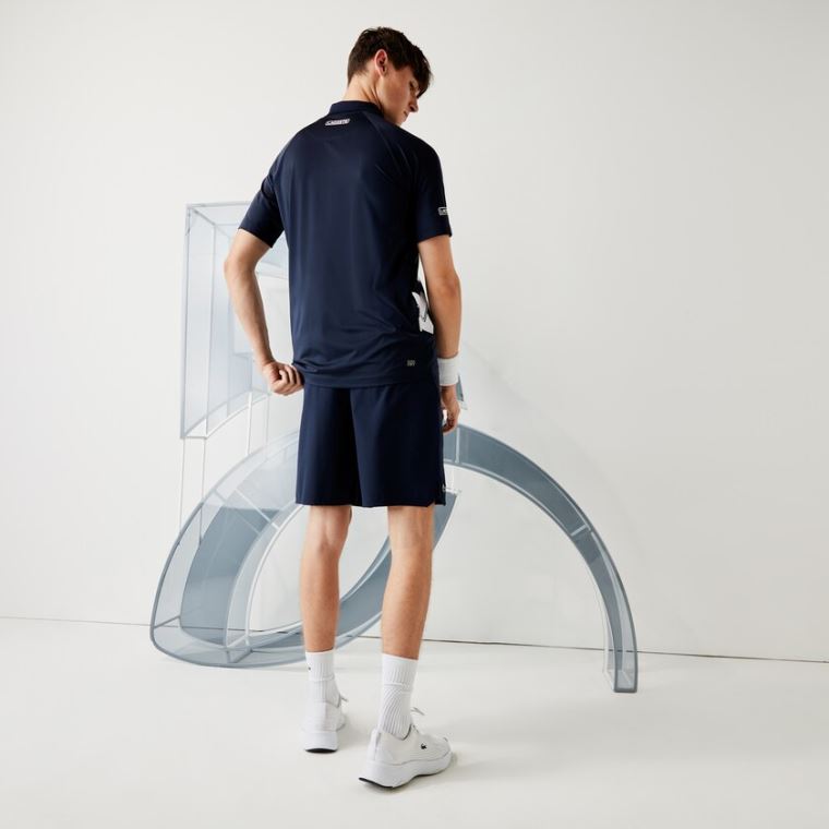 Lacoste SPORT x Novak Djokovic Prodyšný Jersey Polo Shirt Tmavě Blankyt Blankyt Bílé | GJoCPuYK