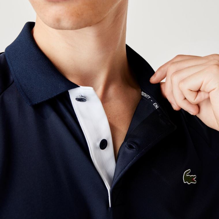 Lacoste SPORT x Novak Djokovic Prodyšný Jersey Polo Shirt Tmavě Blankyt Blankyt Bílé | GJoCPuYK