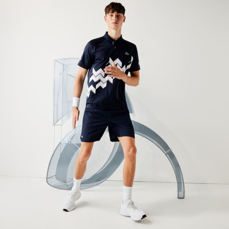 Lacoste SPORT x Novak Djokovic Stretch Taffeta Shorts Tmavě Blankyt Blankyt Bílé | MfM3PmIX